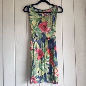 Vintage SunSplash Tropical Floral Print Mini Dress